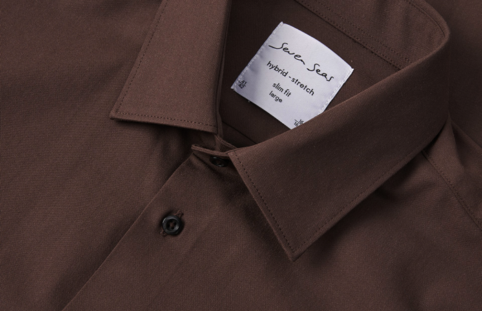 Seven Seas - Hybrid Skjorte Modern Fit - Mocca
