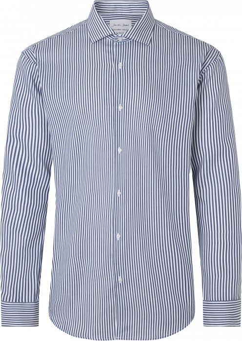 Seven Seas - Fine Twill Kadet Stribet Business Skjorte  Modern - Navy