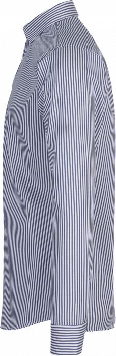 Seven Seas - Fine Twill Kadet Stribet Business Skjorte Slim Fit - Navy