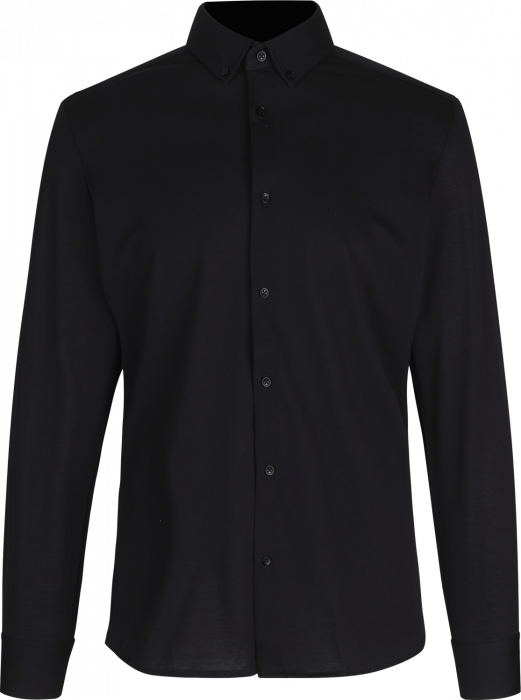 Seven Seas - The Jersey Stretch Skjorte Slim Fit - Sort