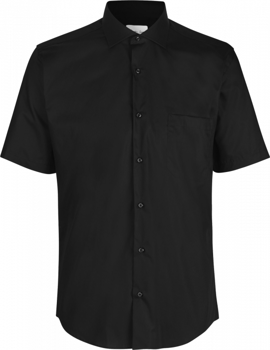Seven Seas - Poplin Kortærmet Skjorte Modern Fit - Sort