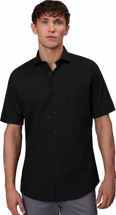 Seven Seas - Poplin Kort&aelig;rmet Skjorte Modern Fit - Sort