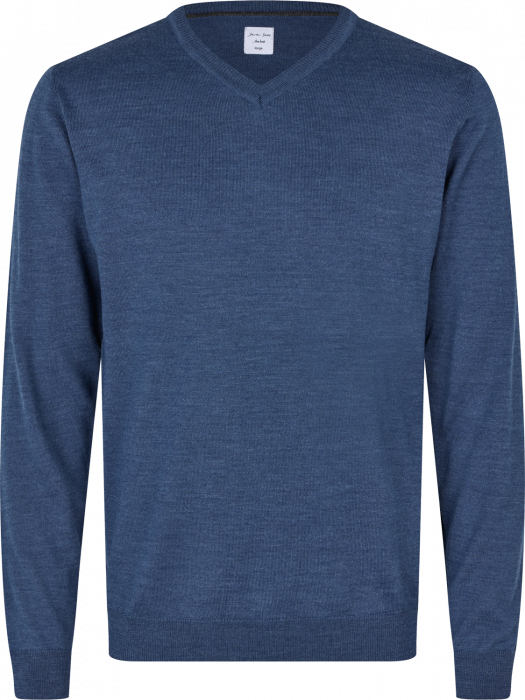 Seven Seas - The Knit V-Hals Striktrøje - Blue Melange