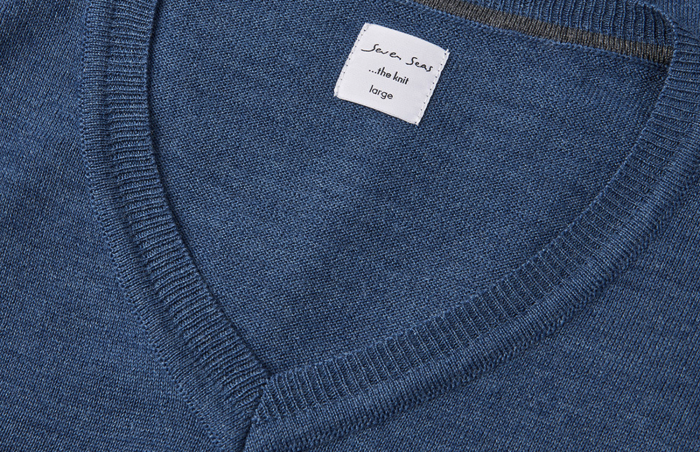 Seven Seas - The Knit V-Hals Striktr&oslash;je - Blue Melange
