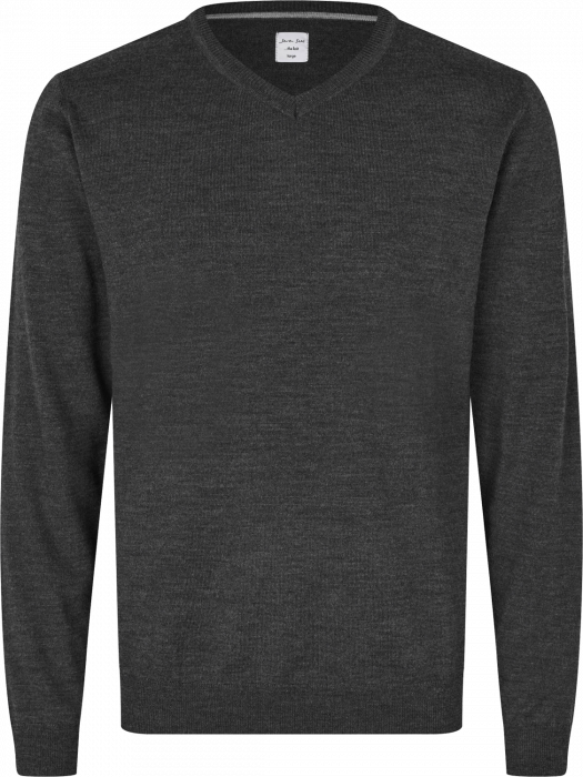 Seven Seas - The Knit V-Hals Striktrøje - Dark Grey Melange