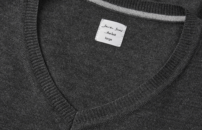 Seven Seas - The Knit V-Hals Striktr&oslash;je - Dark Grey Melange