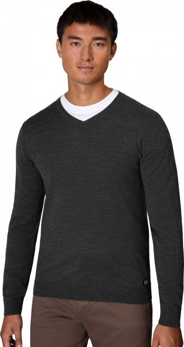 Seven Seas - The Knit V-Hals Striktr&oslash;je - Dark Grey Melange