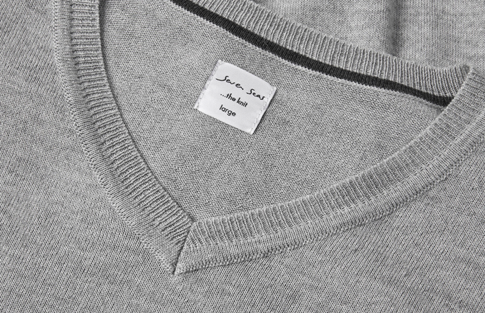 Seven Seas - The Knit V-Hals Striktr&oslash;je - Light Grey Melange