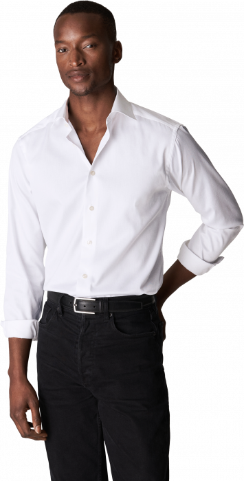 Eton - Super Slim Twill Skjorte, Cut Away - Hvid