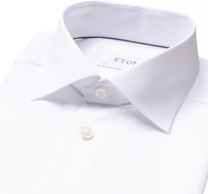 Eton - Super Slim Twill Skjorte, Cut Away - Hvid