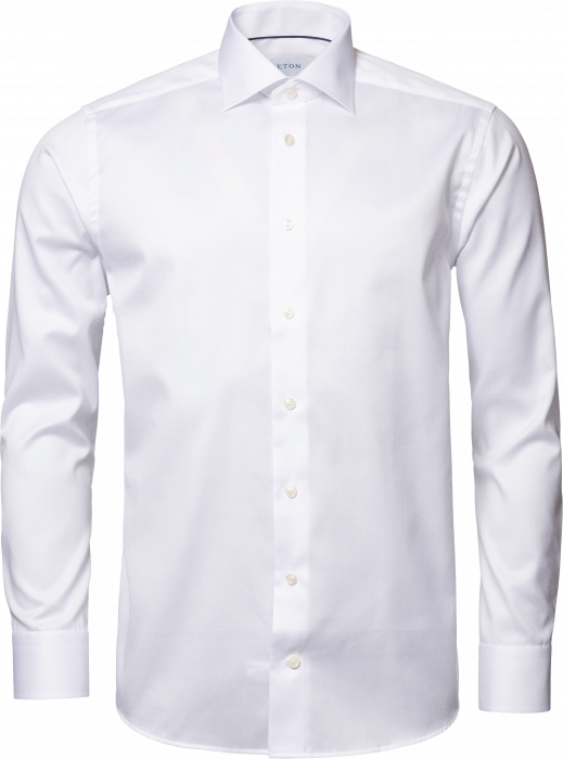 Eton - Super Slim Twill Skjorte, Cut Away - Hvid