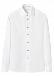 Hvid Slim fit Skjorte Sort Kontrast knap